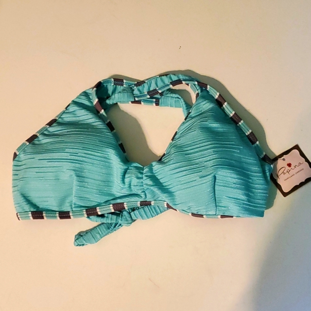 New Popina women's S teal textured bikini top